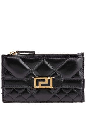 Versace Engraved Logo Diamond-Quilted Leather Wallet