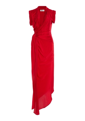 Victoria Beckham Asymmetric Twist-Detailed Silk Maxi Dress - Moda Operandi