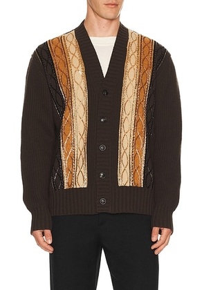 Amiri Embellished Striped Cardigan in Dark Brown - Brown. Size M (also in L, S).