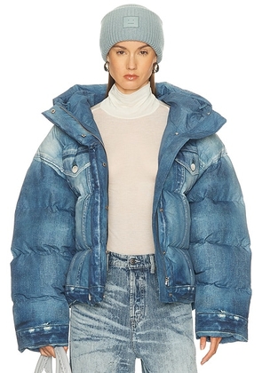 Acne Studios Omenra Puffer Jacket in Denim Blue - Blue. Size 36 (also in 34, 40, 42).