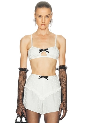 Alessandra Rich Silk Bra Top in White - White. Size 40 (also in 42).