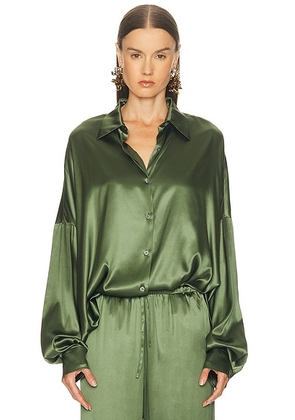 Dries Van Noten Casia Shirt in Khaki - Green. Size L (also in M, S).