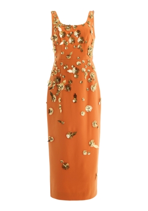 Carolina Herrera Embroidered Crepe Midi Dress - Moda Operandi