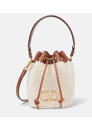 Valentino Garavani VLogo Signature shearling bucket bag