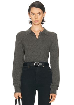 Eterne Long Sleeve Journey Cashmere Top in Heather Charcoal - Charcoal. Size XS/S (also in M/L).