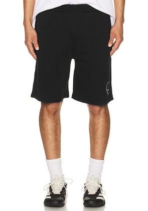 Brain Dead Logohead Rugby Short in Black - Black. Size XL/1X (also in M).