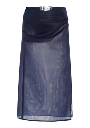 Brandon Maxwell The Isobel Belted Sheer Midi Skirt - Moda Operandi