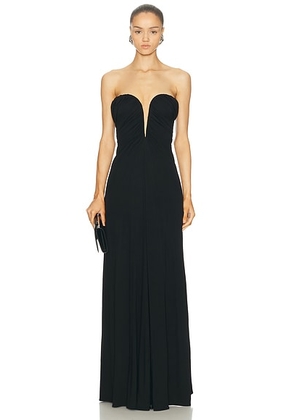 Atlein Bustier Ruched Gown in Black - Black. Size 36 (also in 34, 38).