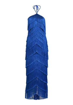 Francesca Miranda Estrella Fringed Silk-Blend Maxi Halter Dress - Moda Operandi
