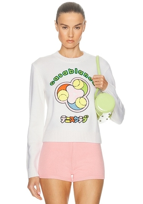 Casablanca Tennis Ball Sweater in White - Cream. Size M (also in L, S, XS).