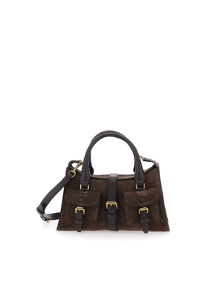 Mulberry Roxanne Brown Small Handbag With Adjustable And Removable Shoulder Strap And Two Front Pockets In Suede Woman