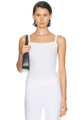 DONNI. The Pointelle Square Neck Tank Top in Powder - Ivory. Size M (also in XS, S, L, XL).