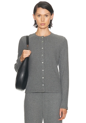 DONNI. The Sweater Rib Cardi in Charcoal Grey - Charcoal. Size S (also in XS, M, L, XL).
