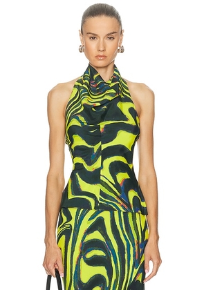 Christopher John Rogers Cowl Neck Halter Top in Zedonk Wasabi - Yellow. Size 2 (also in 4, 6).