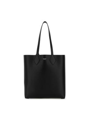 Ferragamo Black Leather Allover Shopping Bag