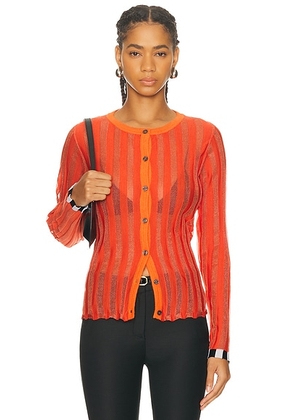 Christopher John Rogers Pleated Cardigan in Mabolo - Orange. Size M (also in L).