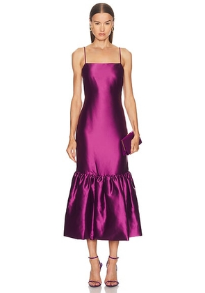 CAROLINE CONSTAS Sydney Ruffle Hem Gown in Amethyst - Purple. Size M (also in S, L).