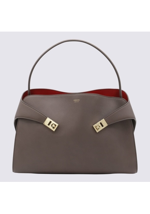 Ferragamo Brown Calf Leather Hug M Top Handle Bag