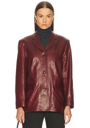 EAVES x Coco Aroa Leather Blazer Jacket in Beet Red - Burgundy. Size M (also in L, S, XL, XS, XXS).