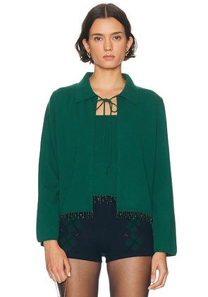 BODE Lodge Cardigan in Dark Green - Green. Size M (also in L, S, XS).