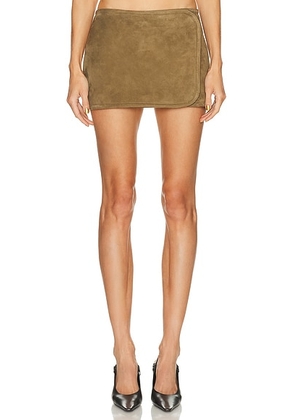EAVES Bette Suede Mini Skirt in Toffee - Brown. Size L (also in M, S, XL, XS, XXS).