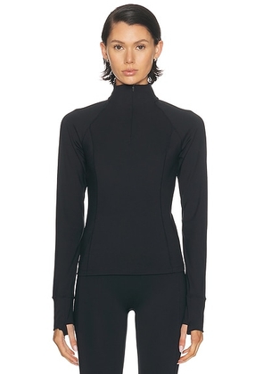 Beyond Yoga Fleeceback Quarter Zip Pullover Top in Black - Black. Size S (also in XS, L).