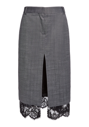Stella McCartney Low-Rise Lace-Trimmed Stretch-Wool Midi Skirt - Moda Operandi