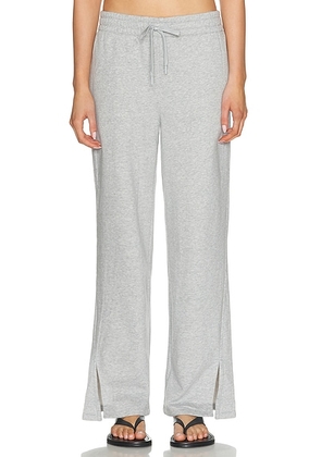 Beyond Yoga Luxefleece Tranquil Slit Wide Leg Pant in Light Heather Gray - Grey. Size M (also in L, XS).