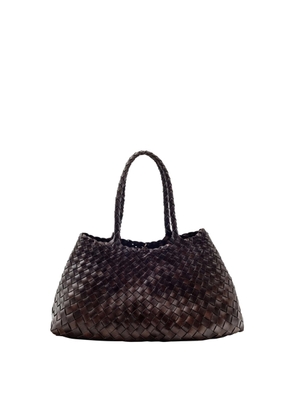 Dragon Diffusion Santa Croce Brown Shoulder Bag With Logo Charm Detail And Interwoven Design In Leather Woman