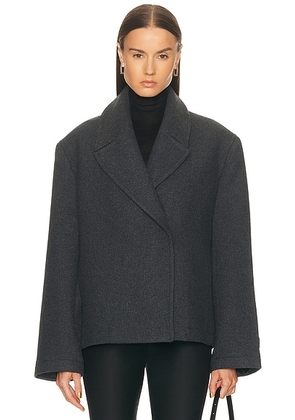 EAVES Oak Manteco Wool Cropped Peacoat in Dark Grey - Grey. Size M (also in L, S, XL, XS, XXS).