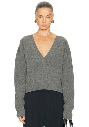 EAVES Lonne Deep V-neck Sweater in Dark Grey - Grey. Size M (also in S, XS).