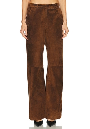 AEXAE Leather Suede Straight Leg Pant in Suede Honey Brown - Brown. Size M (also in ).