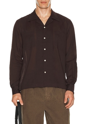 BODE Voile Long Sleeve Shirt in Brown - Brown. Size XXL/2X (also in M, S).