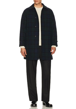 Beams Plus Bal Collar Coat Harris Tweed in Black Watch - Black. Size L (also in M, S, XL).