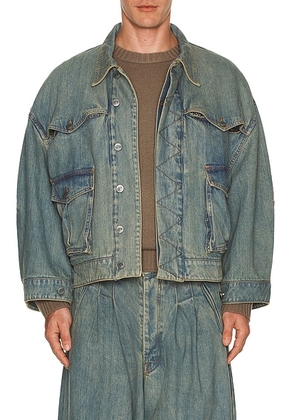 Art Community Washed Indigo Reversible 7 Pocket Japanese Denim Jacket in Washed Indigo - Blue. Size S (also in ).
