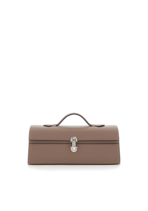 Savette Simmetry Brown Slim Handbag With One Top Handle And Front Twist-Lock Closure In Leather Woman