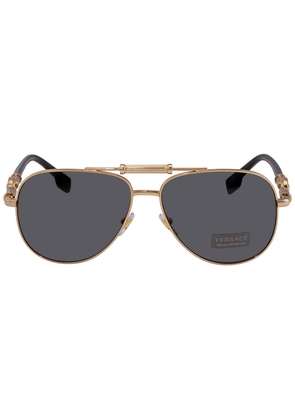 Versace Dark Grey Pilot Unisex Sunglasses VE2236 100287 59