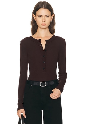 Citizens of Humanity Varra Henley Top in Mahogany - Burgundy. Size M (also in S, L, XL).