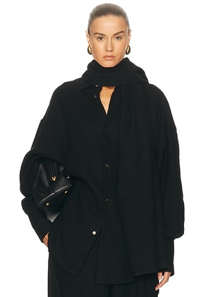 DARKPARK Georgia Detachable Scarf Japanese Light Wool Shirt in Black - Black. Size S (also in ).