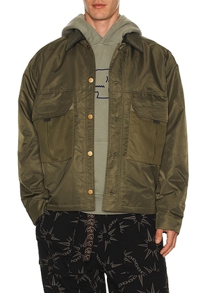 Brain Dead Cropped Chore Jacket in Green - Army. Size S (also in M, XL/1X).