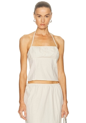 Deiji Studios Strap Top in Bone Check - Cream. Size M (also in XS, S, L).