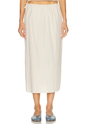 Deiji Studios Mid Day Skirt in Bone Check - Cream. Size M (also in XS, S, L).
