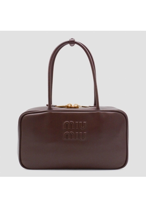 Miu Miu Dark Brown Leather Top Handle Bag