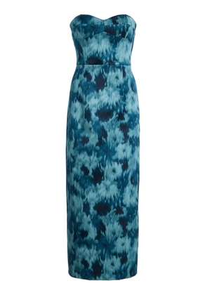 Michael Kors Collection Strapless Bustier Floral Satin Midi Dress - Moda Operandi