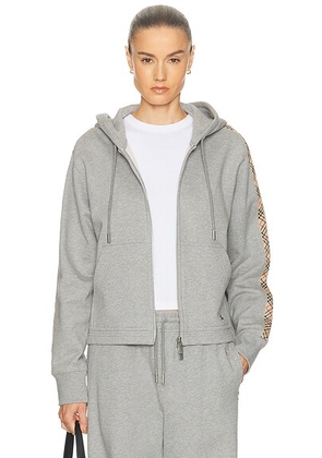 Burberry Harper Zip Up Hoodie in Pale Grey Melange - Grey. Size XL (also in M, XS).
