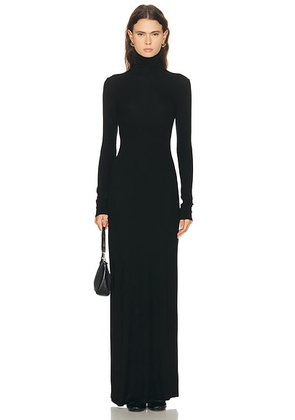 Enza Costa Silk Rib Fluid Turtleneck Dress in Black - Black. Size L (also in S, XL, XS).