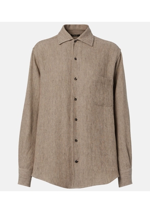 Loro Piana Andre chevron linen crepe shirt