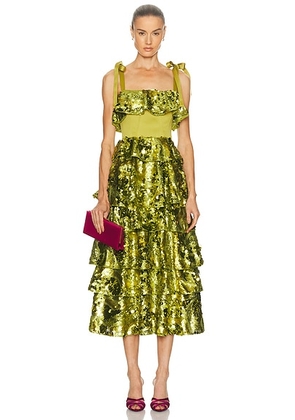 AKNVAS Asta Sequin Dress in Citronnelle - Green. Size 10 (also in 0, 4, 6, 8).