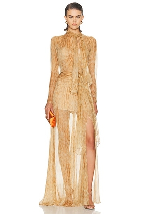 Alexis Lexia Dress in Sorelis - Brown,Metallic Gold. Size L (also in XS, S, M).