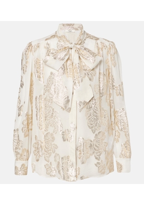 Chloe Floral fil coupe silk-blend lame blouse